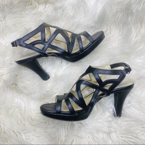 CATO open toe Velcro back black heels size 7 wide